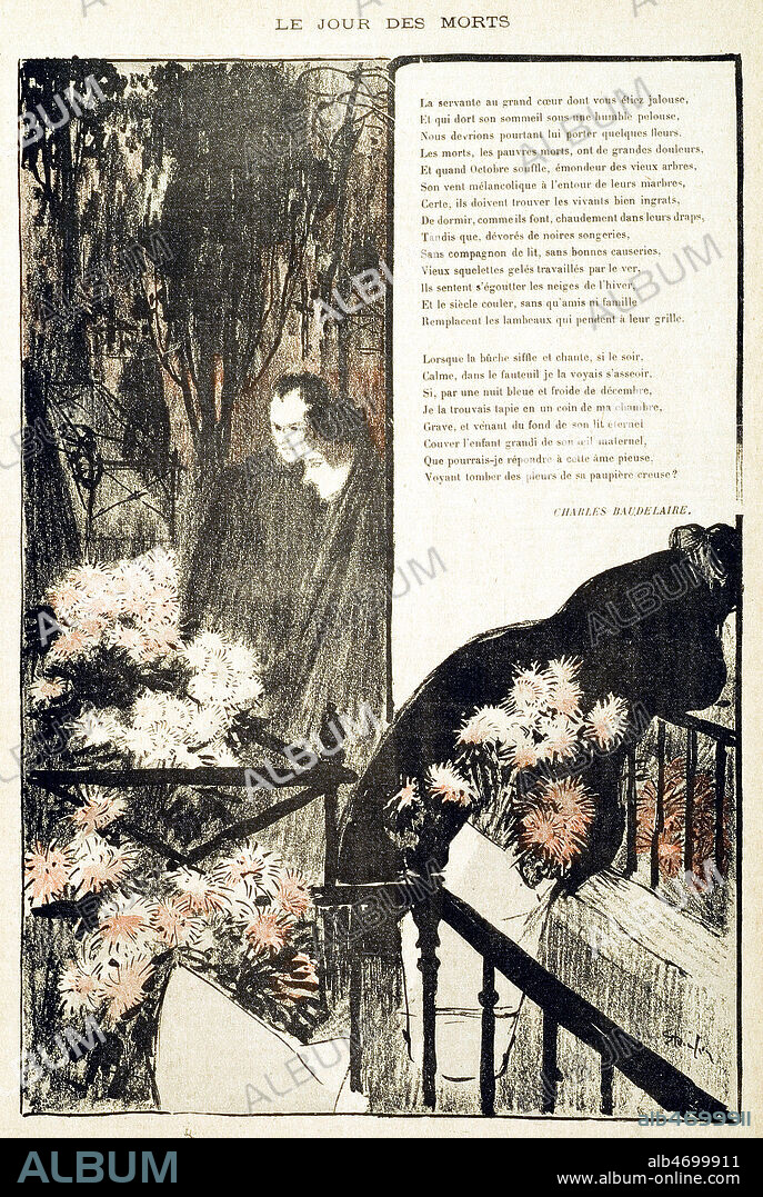 ' La servante au grand coeur dont vous etiez jalouse...' Poeme de Charles BAUDELAIRE (C in Tableaux parisiens in Les Fleurs du Mal) Lithographie de Steinlen in GIL BLAS 12/11/1893. Credit Collection Kharbine Tapabor.