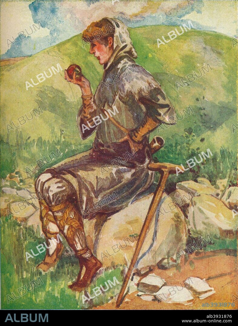 'A Peasant of Early England (William I. - Henry III)', 1907. From English Costume, painted and described by Dion Clayton Calthrop. [Adam & Charles Black, London, 1907].