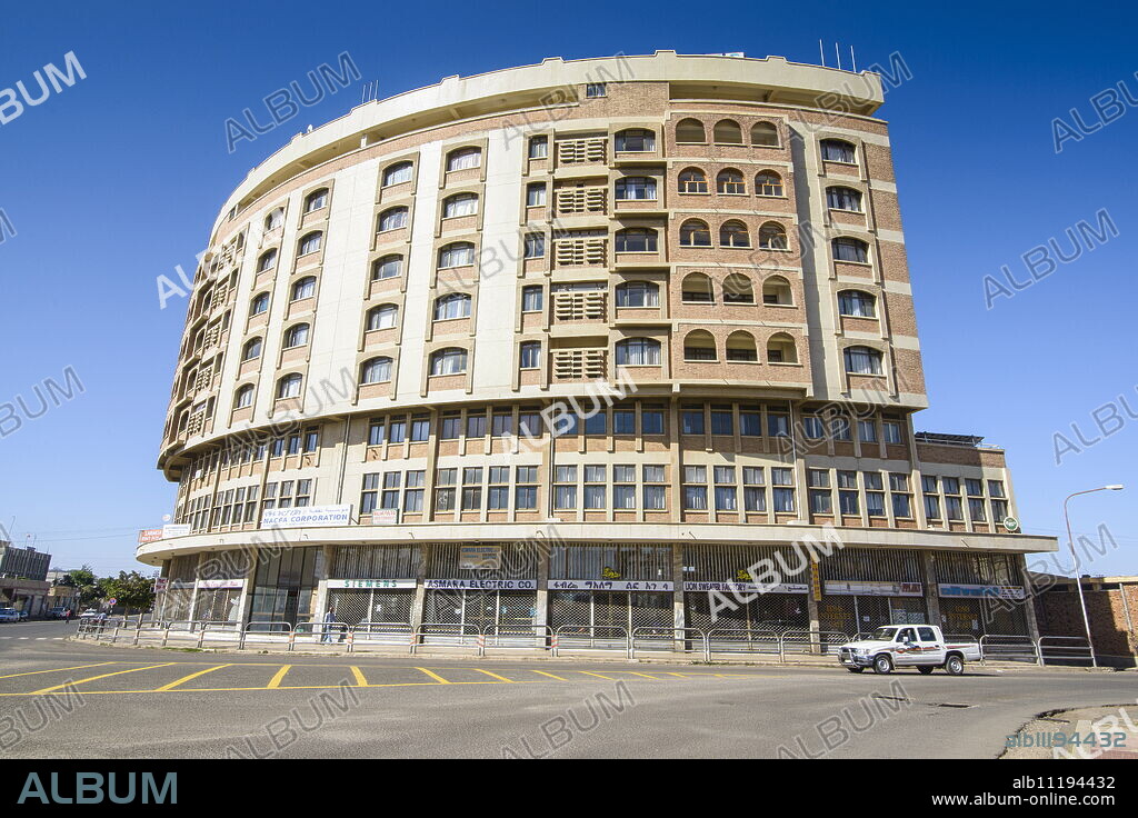 Italian art deco business building in Asmara, capital of Eritrea, Africa.