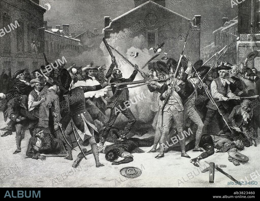 A painting of the Boston Massacre by the American artist Alonzo Chappel (1828-1887). On March 5th, 1770, five civilians were killed by British troops in Boston after an argument broke out between a sentry and a local merchant. The Boston Massacre, as it came to be known, was one of many events that eventually triggered the American Revolution.