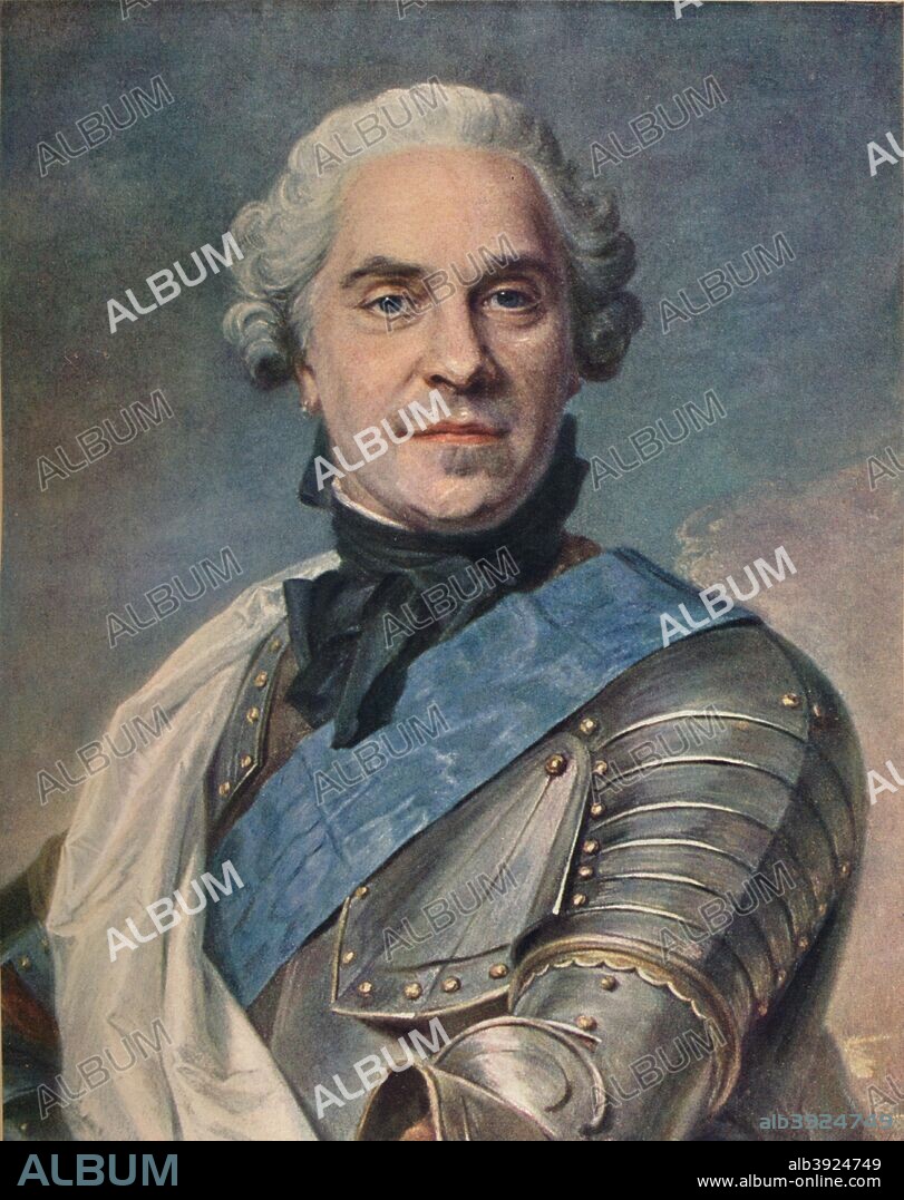 'Marechal de Saxe', c1748. Maurice, comte de Saxe (1696-1750). French general and Marshal General of France. Held at the Musée Antoine Lecuyer, Saint-Quentin. From The French Pastellists of the Eighteenth Century by Haldane MacFall. [MacMillan and Co., Limited, London, 1909].