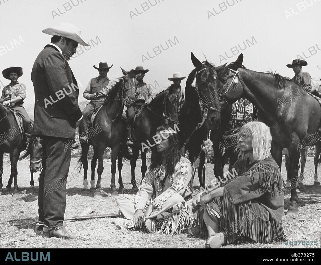 MARIO ADORF and PIERRE BRICE in DESPERADO TRAIL, 1965 (WINNETOU-3. TEIL), directed by HARALD REINL.