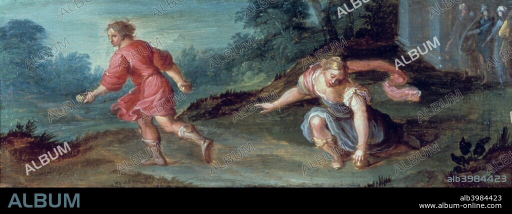 'Atalanta and the Golden Apples', c1619. Three golden apples were featured in Greek Mythology, in which a hunter named Atalanta raced against a suitor named Hippomenes who used the golden apples to distract her so that he sould win the race.