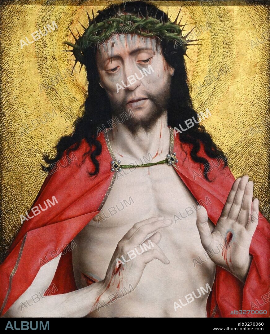 Painting titled 'Christ Crowned with Thorns' by Dieric Bouts (1415-1475) an Early Netherlandish painter. Dated 15th Century.