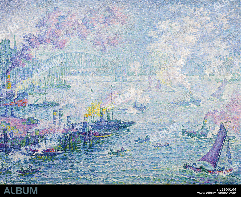 PAUL SIGNAC. The Port of Rotterdam. Date/Period: 1907. Painting. Oil on canvas. Height: 87 cm (34.2 in); Width: 114 cm (44.8 in).