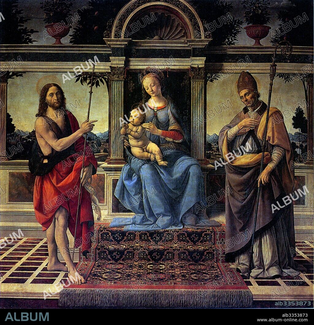 ANDREA DEL VERROCCHIO. Madonna and Child with Saint John the Baptist and Saint Donatus of Fiesole.