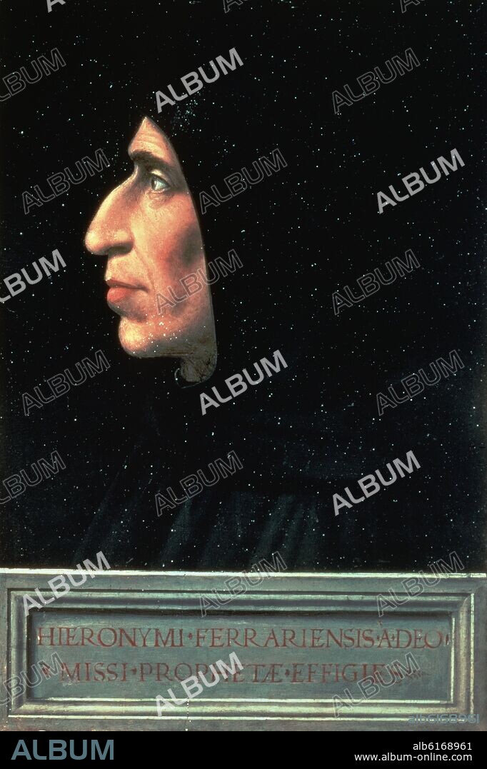 FRA BARTOLOMEO. GIROLAMO SAVONAROLA (1452/1498) - FILOSOFO Y TEOLOGO DOMINICO - 1499-1500 - 46,5x32,5 cm.