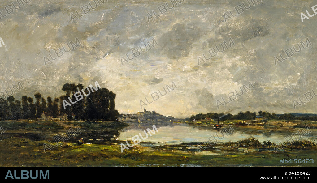 CHARLES-FRANÇOIS DAUBIGNY. Charles-François Daubigny (París, 1817-1878). Conflans (1874). Oil on panel. 35 x 64.7 cm.