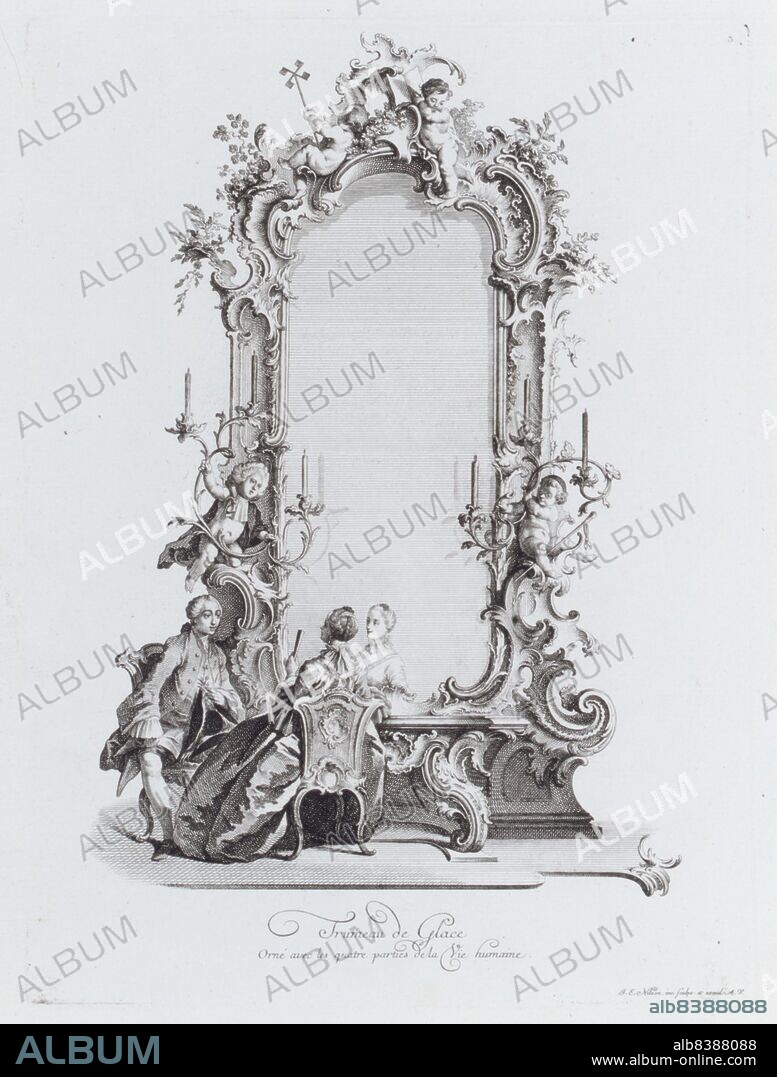 JOHANN ESAIAS NILSON. Trumeau de Glace, Orné avec les quatres parties de la Vie humaine, 18th century.