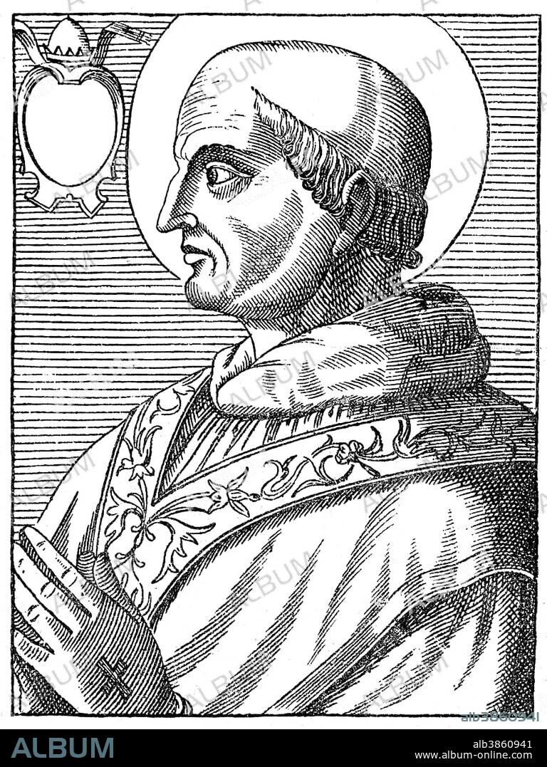 Pope Lando or Landus, Pope from 913 to 914, historical illustration.