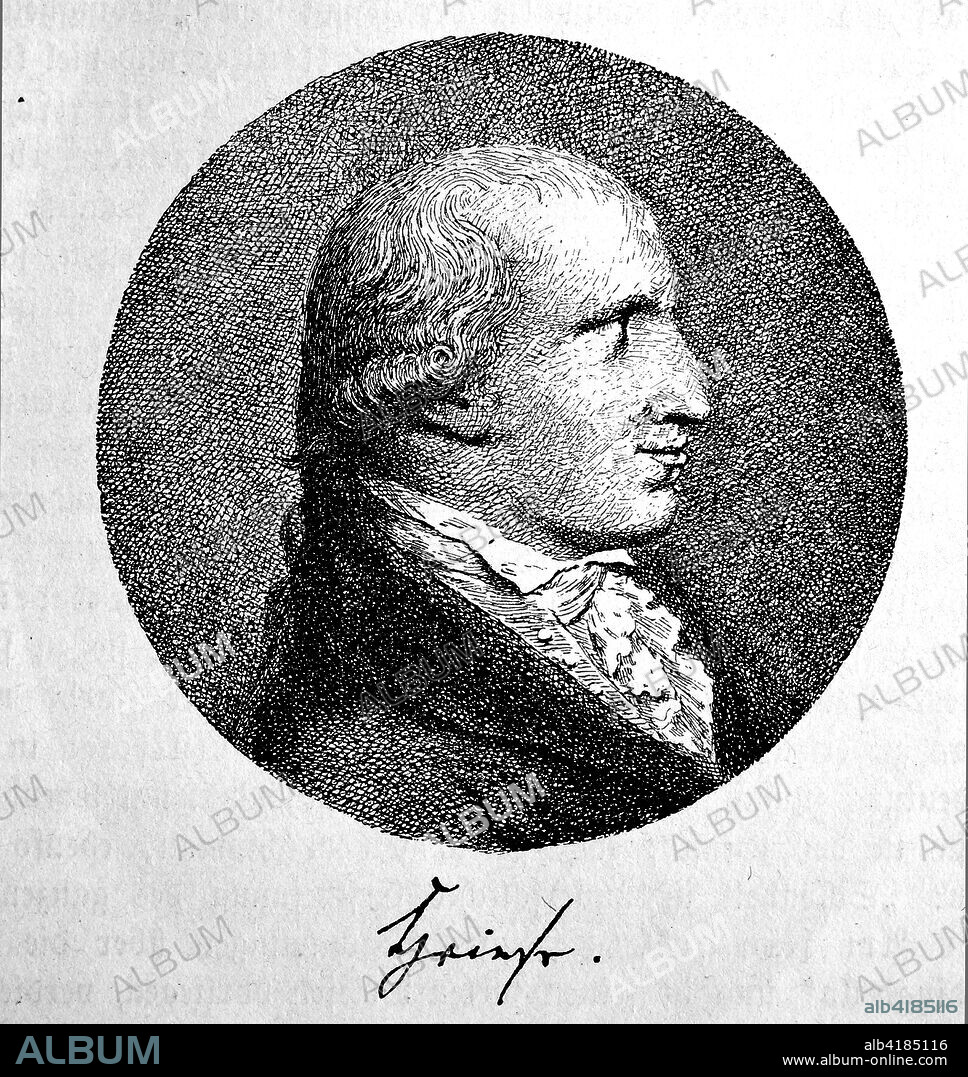 Johann Jakob Wilhelm Heinse, 1746-1803, German author, woodcut from the year 1882, digital improved.