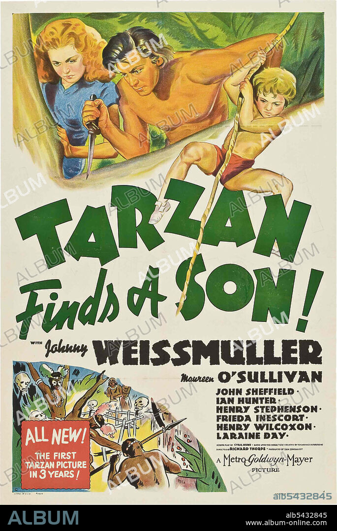 JOHNNY WEISSMULLER in TARZAN FINDS A SON!, 1939, directed by RICHARD THORPE. Copyright M.G.M.