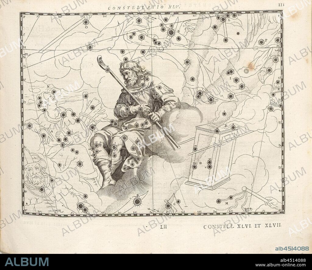 Lupus, Constellation Wolf, Constellatio XLV, p. 111, Bayer, Johann; Kager, Johann Matthias; Kilian, Lucas; Schecks, Kaspar, 1627, Julius Schiller: Coelum stellatum christianum (...). Augustae Vindelicorum [Augsburg]: praelo Andreae Apergeri, 1627.