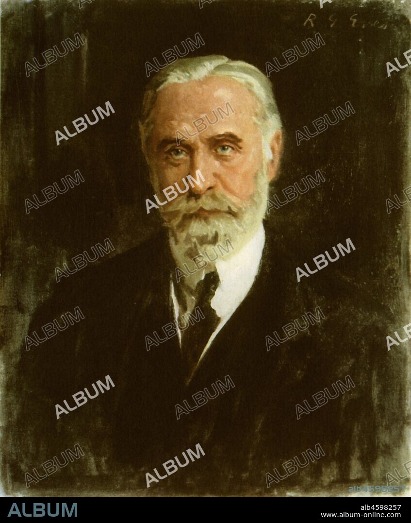 REGINALD GRENVILLE EVES. F. H. Bradley, c1920?, (1943). Portrait of the British philosopher Francis Herbert Bradley (1846-1924). Painting at Merton College, University of Oxford. From "British Philosophers', by Kenneth Matthews. [Collins, London, 1943].