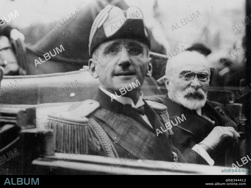 Photo Shows: The moment before the assassination King Alexander and M. Barthou driving through the streets of MarseillesKing Alexander of Yugoslavia and M. Barthou, the the French Foreign Minister, were assassinated at Marseilles last evening, The assassin, a Croat named Petrus Kalermen, was afterwards lynched by the infuriated crowd. October 10, 1934. (Photo by Topical Press).