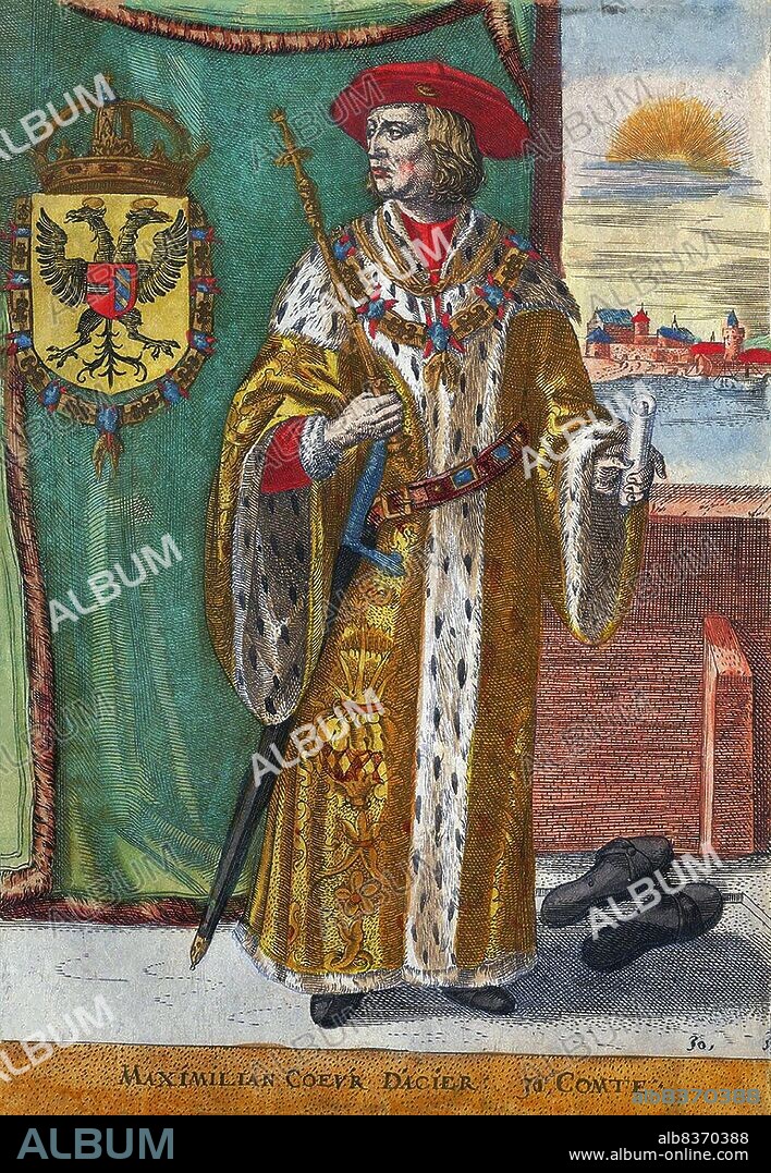 Maximilian I (1459-1519) was the son of Emperor Frederick III, and was married to Mary of Burgundy in 1477, daughter of Duke Charles the Bold, ruling the substantial Burgundian domains through his wife and their children when she died in 1482. He was elected King of Germany in 1486 at his father's initiative, ruling together until his father's death in 1493. Maximilian then became sole ruler and was crowned Holy Roman emperor.<br/><br/>. Maximilian's first actions were to reconquer large swathes of Austria that had been occupied by Hungary. He fought during the Italian Wars, joining the Holy League against the French. He also had to deal with the Swiss rebelling in 1499, and was forced to sign a peace treaty that granted the Swiss Confederacy independence from the Holy Roman Empire, losing the Austrian territories in modern-day Switzerland. In 1508, Maximilian ended the centuries-old custom that the Holy Roman emperor had to be crowned by the pope, taking the title of 'Elected Roman emperor'.<br/><br/>. Maximilian fell from his horse in 1501, which badly damaged his leg and would cause him pain for the rest of his life. He was also said to be morbidly depressed, and from 1514 onwards would travel everywhere with his coffin. He died in Wels, Upper Austria, in 1519, and was succeeded by his grandson Charles V. Maximilian's legacy was expanding the influence of the Habsburg dynasty, and helping to establish a branch of the dynasty in Spain, allowing Charles to hold the thrones of both Castile and Aragon.