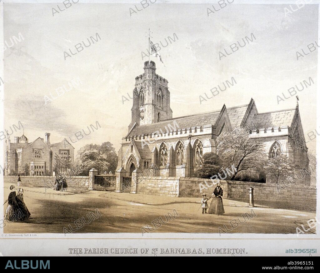St Barnabas' Church, Homerton, Hackney, London, c1850.