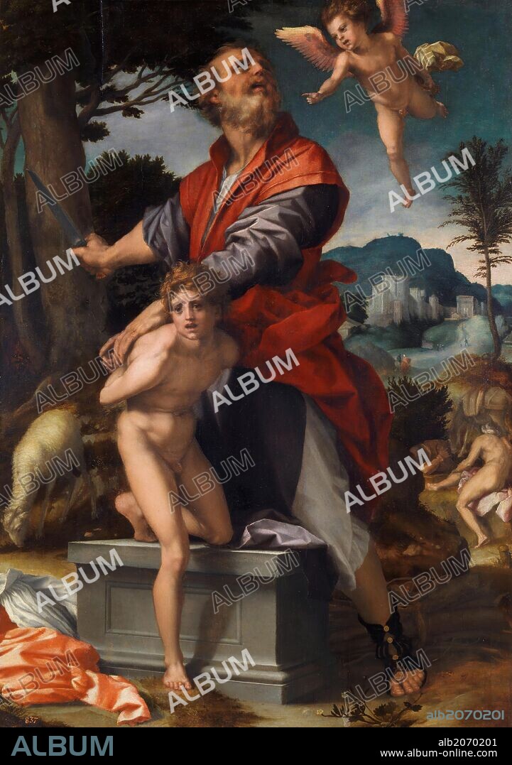 Andrea del Sarto / 'El sacrificio de Isaac', Hacia 1528, Escuela Italiana, Óleo sobre Tabla, 98 cm x 69 cm, P00336.
