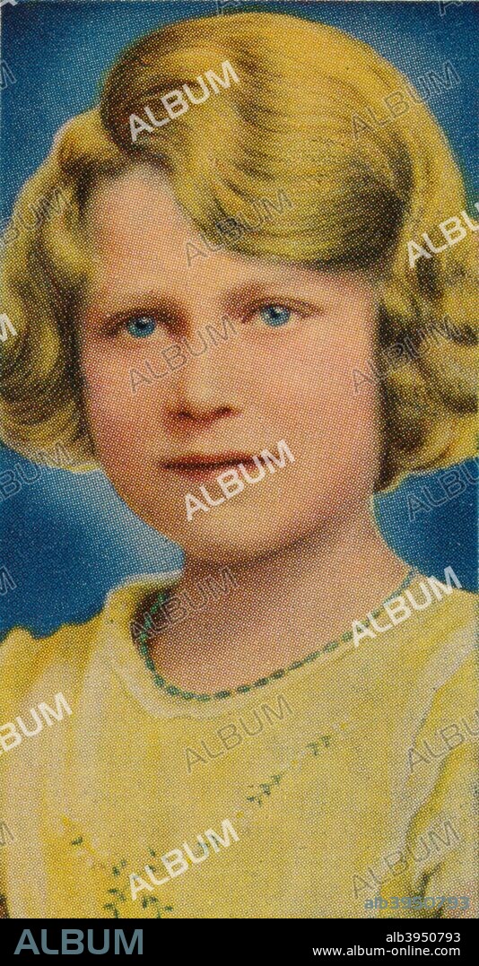 Princess Elizabeth, 1935. Ardath cigarette card, from a series of 50 commemorating the Silver Jubilee of King George V, 1935.