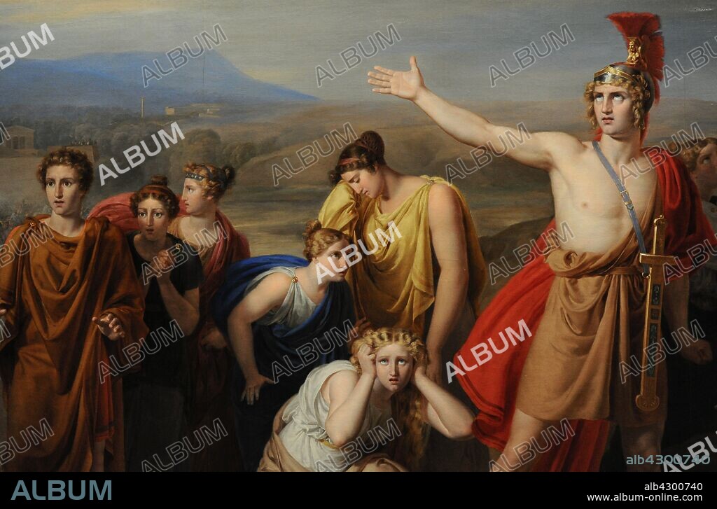 Rafael Tegeo (1798-1856). Spanish painter. Antilochus takes to Achilles the news of the fight on the body of Patroclus. Oil on canvas, 1831. Detail. Private collection.