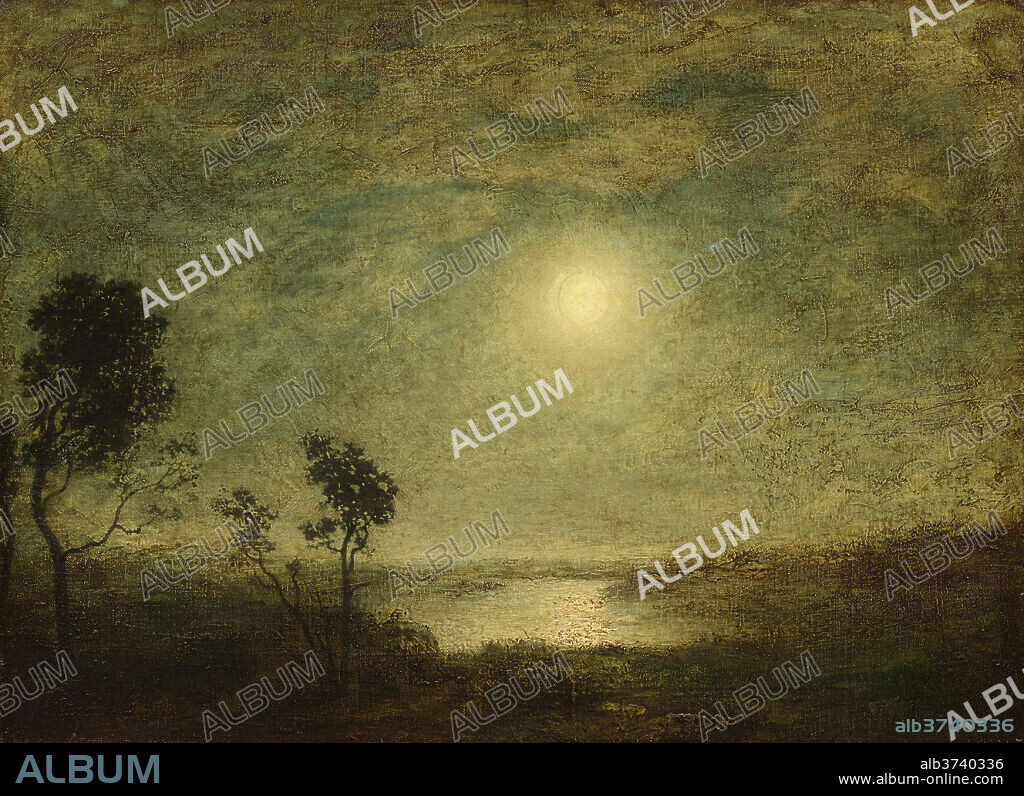 RALPH ALBERT BLAKELOCK. Moonlight. Dated: 1886/1895. Dimensions: overall: 68.74 × 94.14 cm (27 1/16 × 37 1/16 in.)  framed: 105.41 × 130.81 × 15.56 cm (41 1/2 × 51 1/2 × 6 1/8 in.). Medium: oil on canvas.