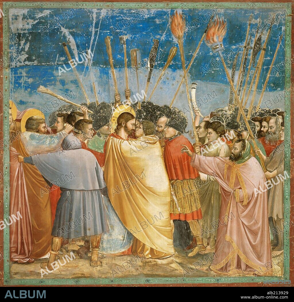 GIOTTO DI BONDONE. Giotto / 'Kiss of Judas', 1303-1305, Fresco, 185 x 200  cm. - Album alb213929