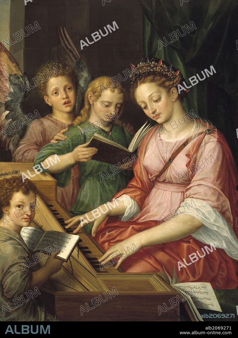 MICHIEL COXIE. Michiel I Coxie / 'Santa Cecilia', 1569, Escuela Flamenca, Óleo sobre Lienzo, 136 cm x 104 cm, P01467.
