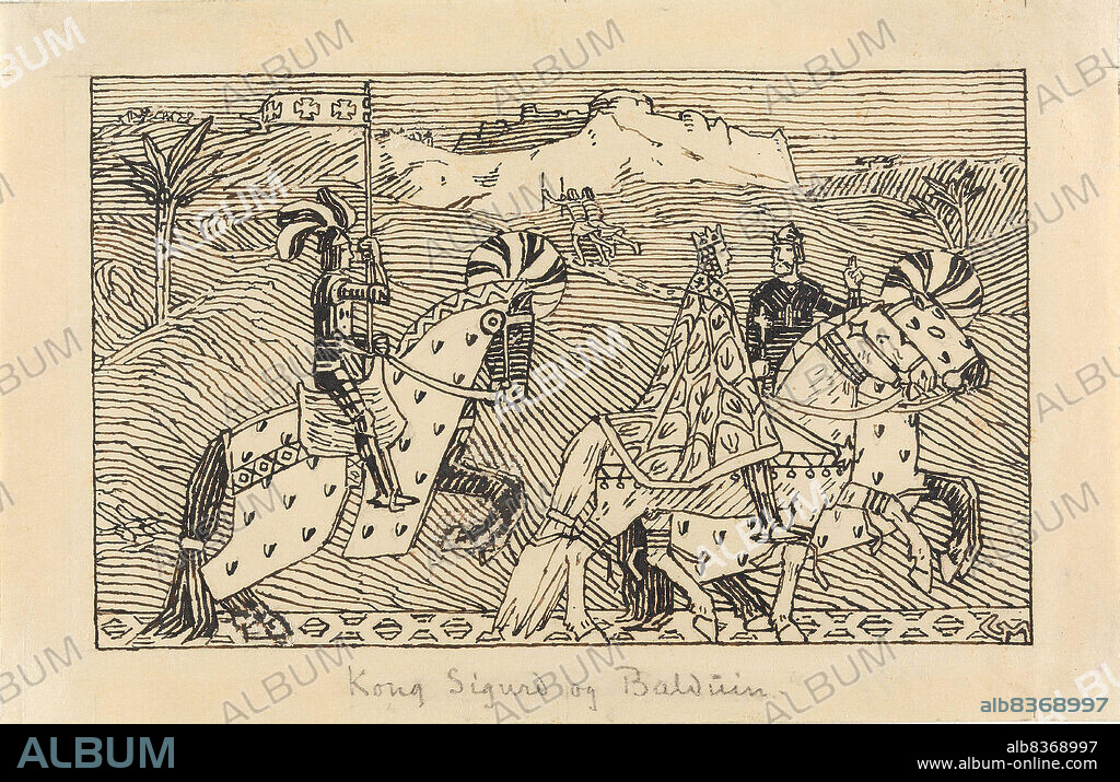 GERHARD MUNTHE. King Sigurd and King Baldwin of Jerusalem ride to the river Jordan.