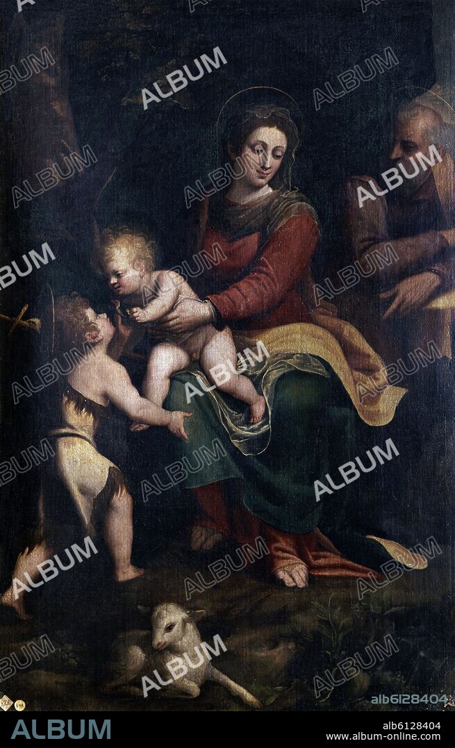 LUCA CAMBIASO (1527-1585). 'Sagrada Familia con San Juanito', siglo XVI, Óleo sobre lienzo, 182 x 122 cm, Inv. 748.