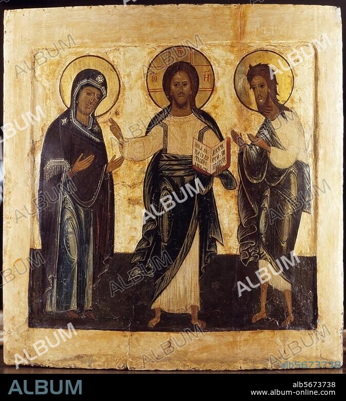 ANÓNIMO. Icon painting, Russian, c. 1700. Deesis. Frankfurt, private collection.