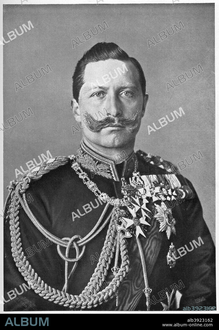 Wilhelm II, Emperor of Germany, 1900. Wilhelm II (1859-1941) succeeded his father Friedrich III as King of Prussia and Kaiser in 1888. The last Emperor of Germany, he was forced to abdicate on 9 November 1918 as disorder was spreading with the approach of defeat in World War I. Wilhelm spent the rest of his life in exile in the Netherlands.