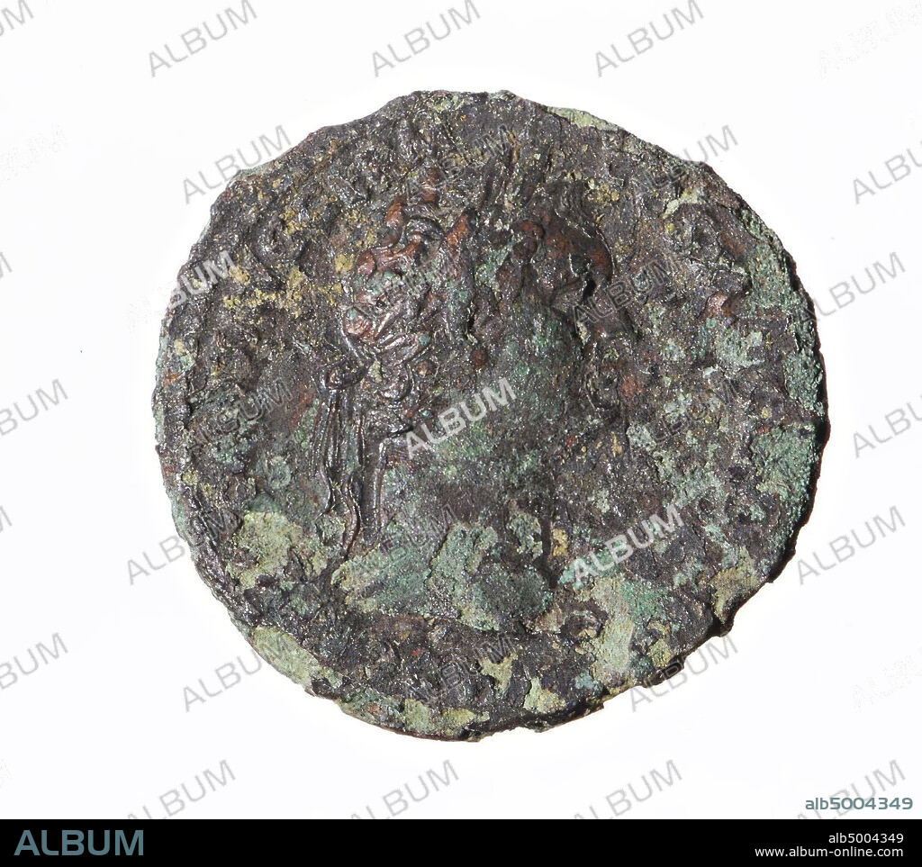 Vz: laurelled head n.r., IMP CAES DOMIT AUG GERM COS XVI CENS PER PP, Kz: Fortuna n.l. between S-C, FORTUNAE AUGUSTI, coin, ash, Domitian, metal, copper, Diam. 28 mm, wt. 10.03 gr, Roman 92-94, the Netherlands, Gelderland, Nijmegen, Nijmegen.