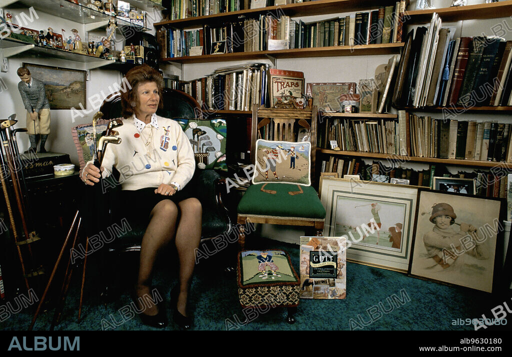 Author Sarah Fabian Baddiel at home with some of her golfing collection. She is probably Britain's leading authority on golfiana and golf memorabilia. In 1980 she opened the Golfiana Gallery in London, and has authored and contributed to a number of books and publications.
