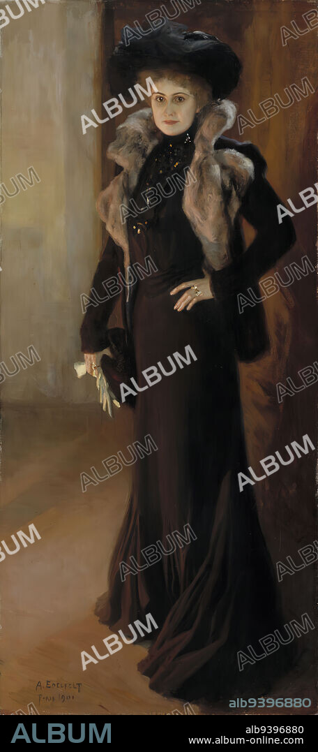 Albert Edelfelt, 21.7.1854, Kiiala manor, Porvoo municipality, 18.8.1905, Haikko, Porvoo municipality, Portrait of the Opera Singer Aino Ackté, Portrait of the Singer Aino Ackté, 1901, 200.5 × 90 cm, oil, oil on canvas.