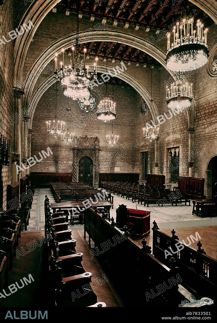 PERE LLOBET. SALON DEL CONSEJO DE CIENTO - SIGLO XIV - GOTICO CATALAN - RESTAURADO EN 1924 POR ENRIQUE MONCERDA.