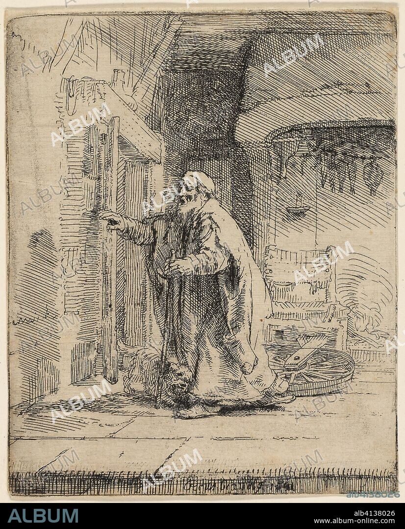 REMBRANDT HARMENSZOON VAN RIJN. The Blindness of Tobit: The Larger Plate. Rembrandt van Rijn; Dutch, 1606-1669. Date: 1651. Dimensions: 160 x 129 mm (image/plate); 162 x 130 mm (sheet). Etching with drypoint on ivory laid paper. Origin: Holland.
