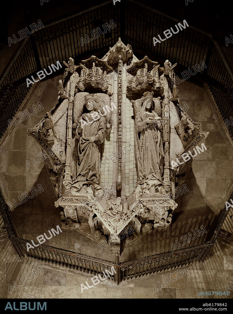 GIL DE SILOE. SEPULCRO DE JUAN II E ISABEL PORTUGAL (PADRES DE ISABEL LA CATOLICA) - 1489-1493 - ALABASTRO - ESCULTURA GOTICA.