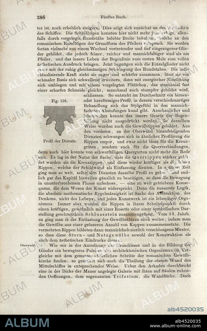 Profile of the services, Gothic architecture, fig. 139, p. 286, Wilhelm Lübke: Geschichte der Architektur von den ältesten Zeiten bis auf die Gegenwart. Leipzig: Verlag von Emil Graul, 1855.