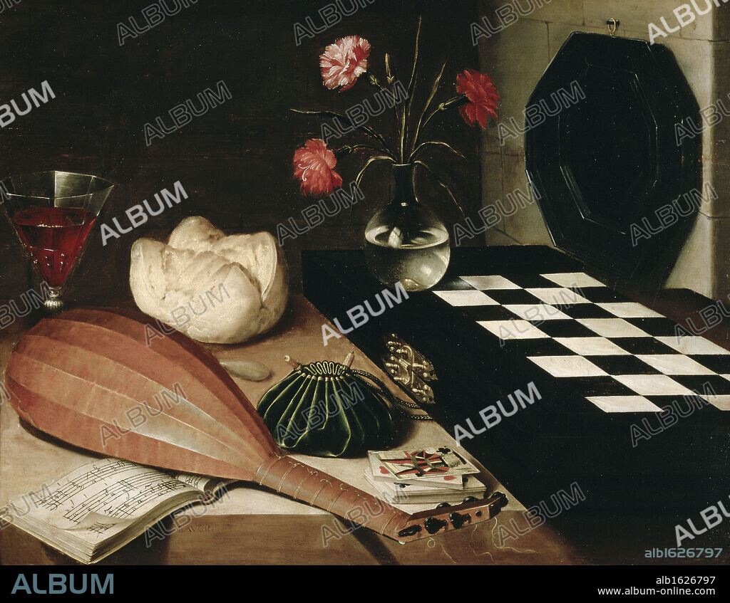 Still Life with a Chess-Board    (Nature morte a lechiquier)   Lubin Baugin (1610-1663/French)   Musee du Louvre, Paris.