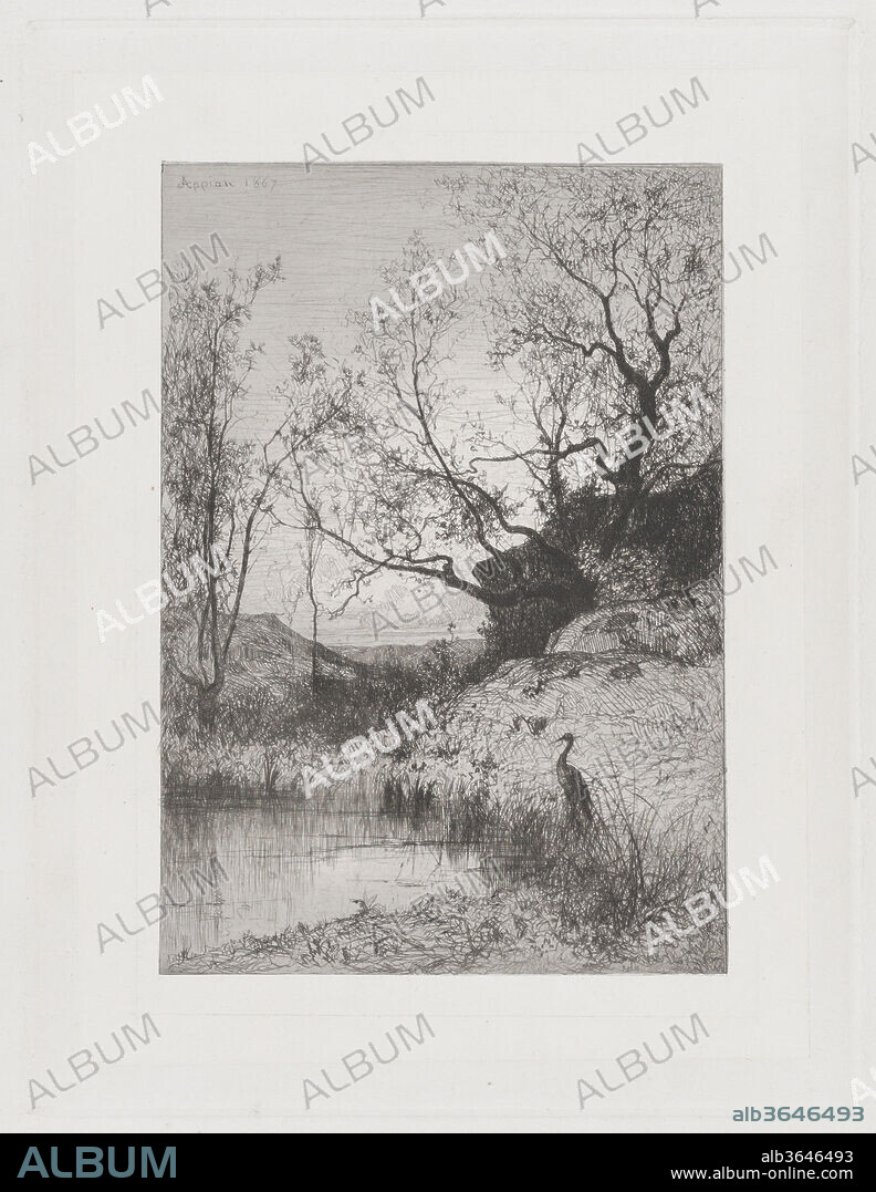 A Pond. Artist: Adolphe Appian (French, Lyon 1818-1898 Lyon). Dimensions: Plate: 12 3/8 × 9 7/16 in. (31.5 × 24 cm)
Sheet: 18 9/16 × 13 13/16 in. (47.1 × 35.1 cm). Date: 1867.