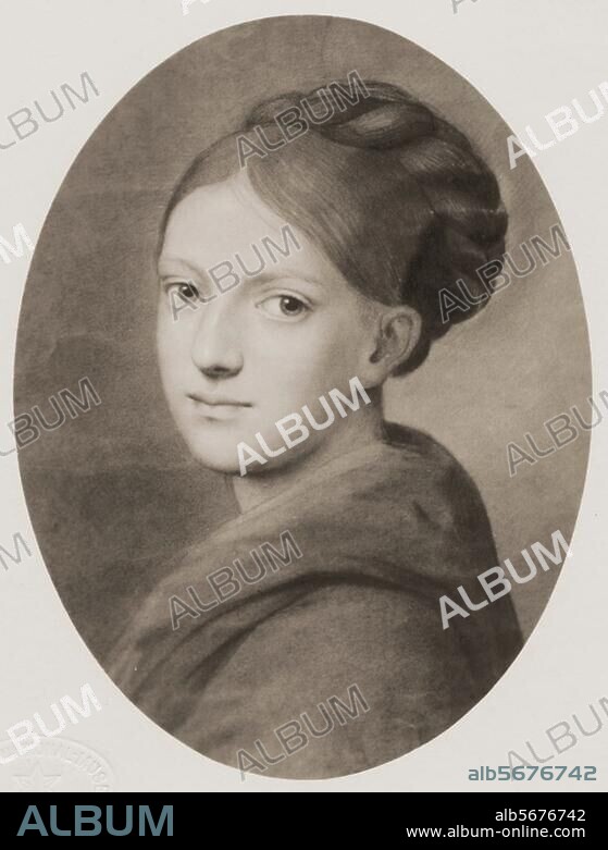 Goethe, Ottilie von, geb. von Pogwisch, seit 1817 verehel. (August) von Goethe. Schwiegertochter J.W. v. Goethes; Danzig. 31.10.1796 - Weimar 26.10.1872. Porträt. Kreidezeichnung, um 1821, von Heinrich Müller. Weimar, Stiftung Weimarer Klassik.