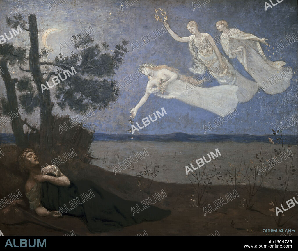 PIERRE CÉCILE PUVIS DE CHAVANNES. The Dream Le Reve 1883 Pierre Puvis de Chavannes (1824-1898 French) Musee d'Orsay, Paris, France.