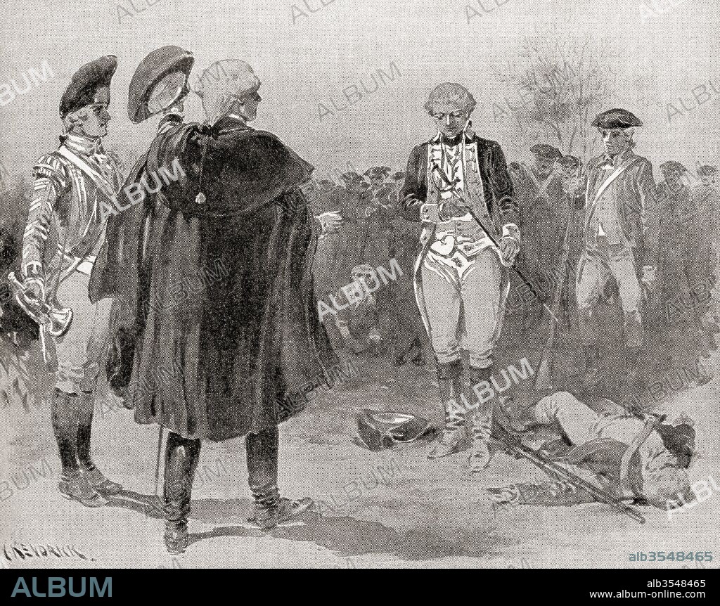 The capture of Ethan Allen at the Battle of Longue-Pointe, September 25, 1775. Ethan Allen, 1738- 1789. American farmer, businessman, land speculator, philosopher, writer, American Revolutionary War patriot, hero and politician. Best known as one of the founders of the U.S. state of Vermont, and for the capture of Fort Ticonderoga early in the American Revolutionary War. From The History of Our Country, published 1900.