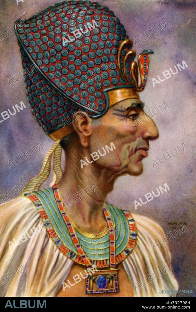 Rameses II, Ancient Egyptian pharaoh of the 19th Dynasty, 13th century BC (1926). The third pharaoh of the 19th dynasty, Rameses II (Rameses the Great) ruled from 1279 until 1212 BC. His long reign saw a reassertion of Egypt's military strength and a dramatic upsurge in the rate of temple building. A print from Kings and Queens of Ancient Egypt, portraits by Winifred Brunton, Hodder and Stoughton, London, 1926.