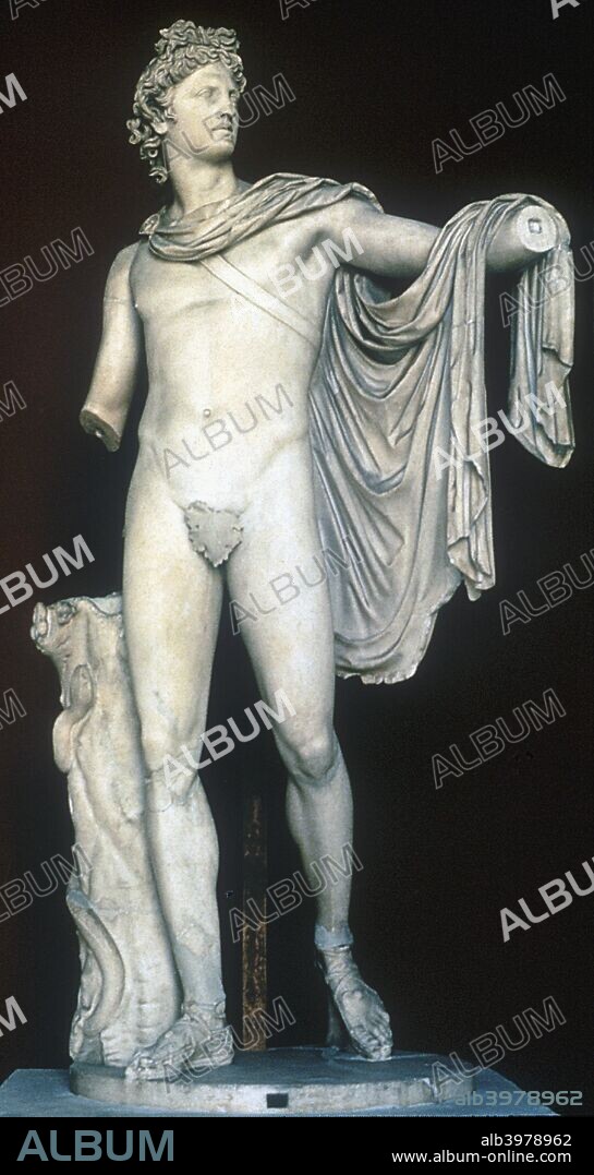 Apollo Belvedere, Ancient Greek statue, c400-323 BC. In Greek mythology Apollo was god of music, poetry, prophecy and healing and the ideal of youthful manly beauty. From the Vatican Museum, Rome.