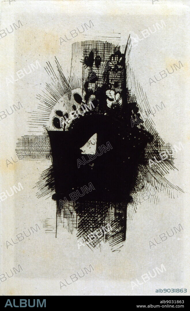 Illustration for 'Les Fleurs du mal' by Baudelaire. 1891. Les Fleurs du mal (The Flowers of Evil); volume of French poetry by Charles Baudelaire. First published in 1857 Charles Pierre Baudelaire (1821 - 1867); French poet. Odilon Redon (1840 - 1916); French symbolist painter.