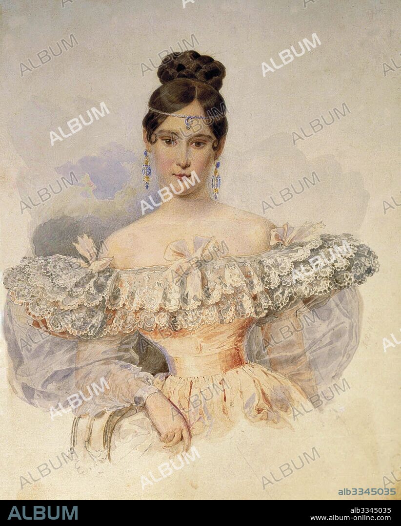 ALEXANDER PAVLOVICH BRIULLOV. Portrait of Natalia Pushkina, the wife of the poet Alexander Pushkin.