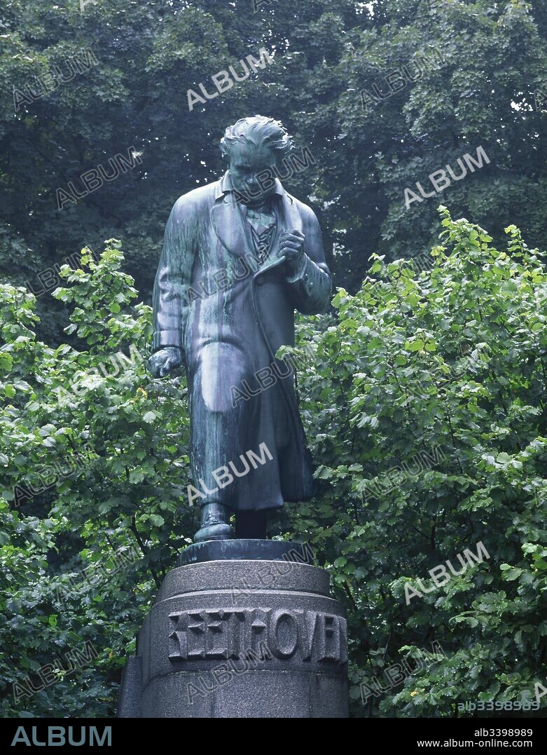 Ludwig van Beethoven (1770-1827). German composer. Statue by Hugo Uher (1882-1945), 1929. Karlovy Vary. Czech Republic.
