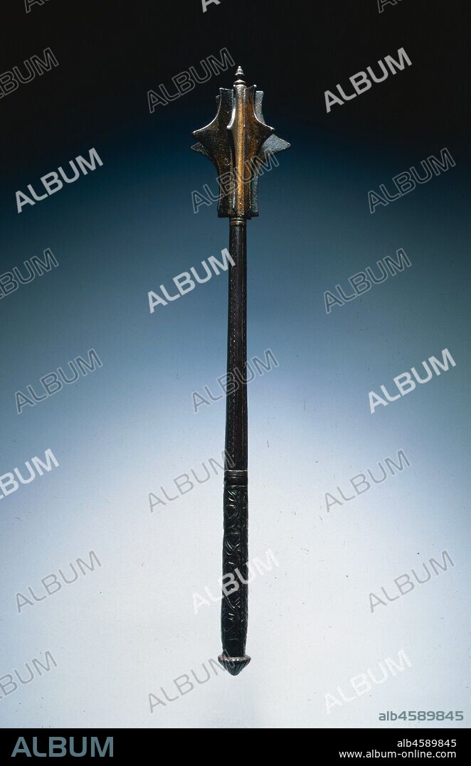 Seven-Flanged Mace, c. 1540-1550. The mace was primarily a weapon for mounted warriors in both actual combat and courtly contests. For this reason it was regarded as a knightly weapon. Arming oneself with a mace had gradually taken on significance among the nobility and commanding officers. It eventually came to be considered a badge of rank, as this decorated example certainly was, to be carried by its owner in parades and other ceremonial occasions.