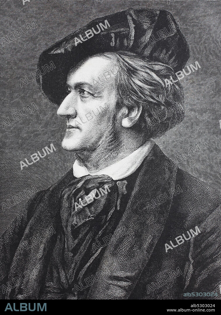 Wilhelm Richard Wagner, 1813-1883, was a German composer, theatre director, polemicist, and conductor who is chiefly known for his operas  /  Wilhelm Richard Wagner, 1813-1883, war ein deutscher Komponist, Theaterregisseur, Polemiker und Dirigent, der hauptsächlich für seine Opern bekannt ist, Historisch, digital improved reproduction of an original from the 19th century / digitale Reproduktion einer Originalvorlage aus dem 19. Jahrhundert.
